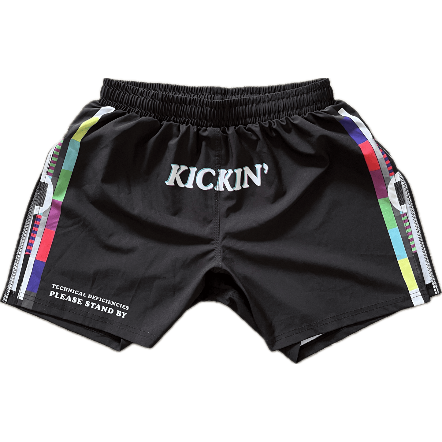 Kickin' Combat "Technical Deficiencies" high cut gladiator MMA shorts unfolded