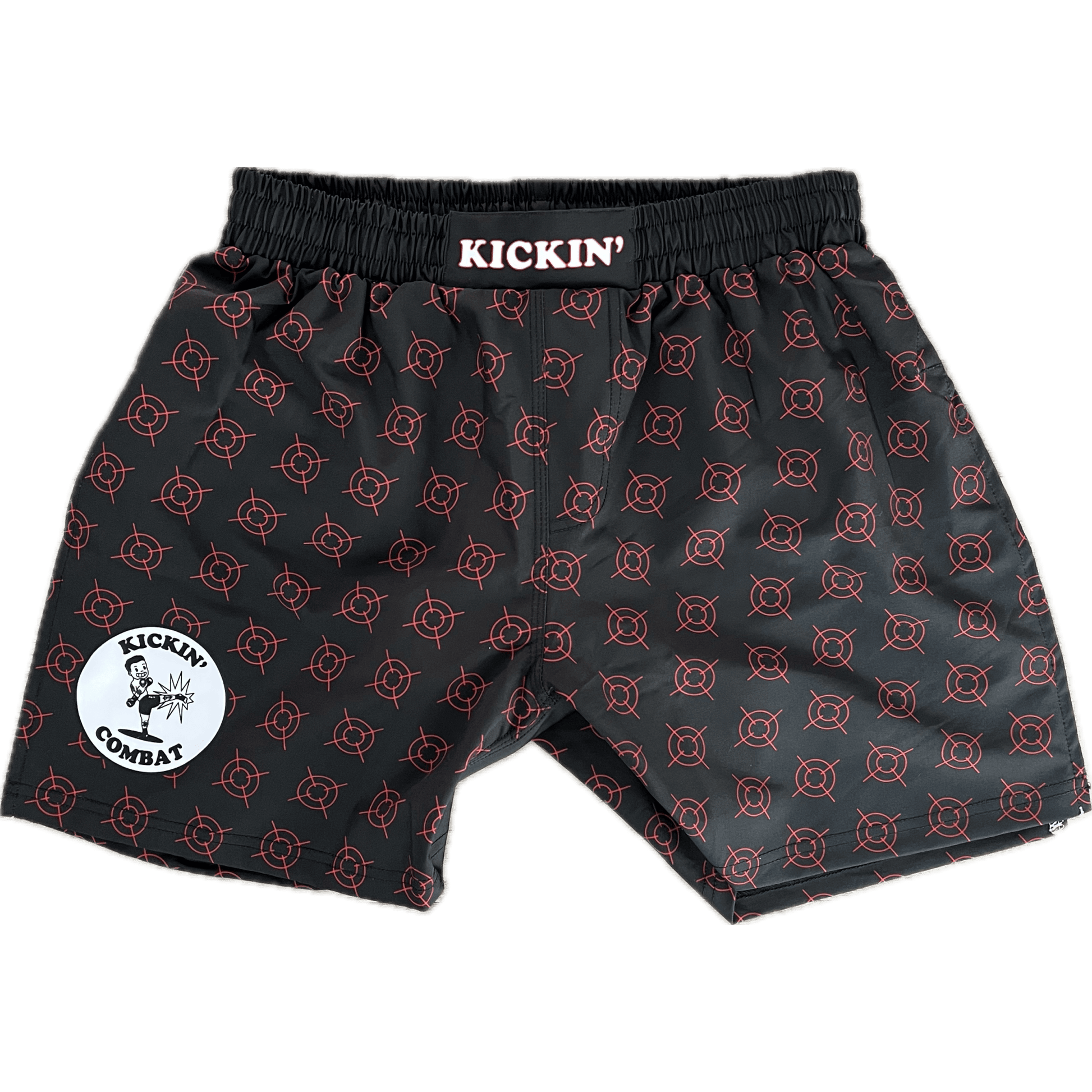 Kickin' Combat "Crosshairs" high cut gladiator MMA shorts unfolded