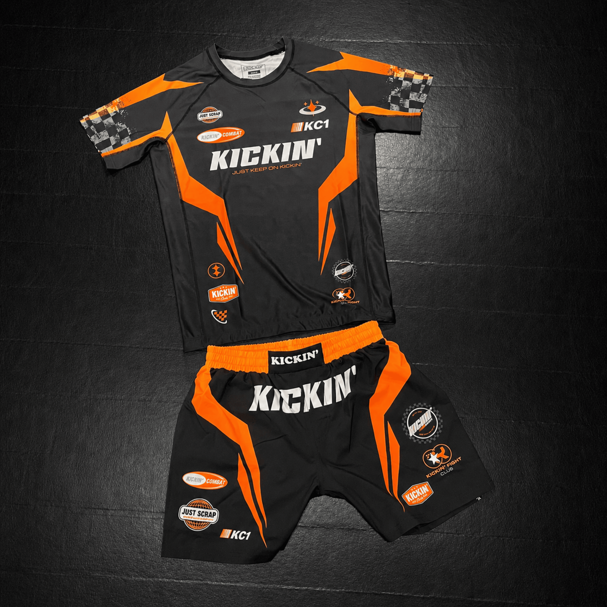 "Full Throttle Racer" Short Sleeve Training Rashguard - Orange