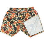 Kickin' Combat "Floral" high cut gladiator MMA fight shorts folded