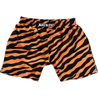 Kickin' Combat "Tiger Stripes" high cut gladiator MMA fight shorts unfolded