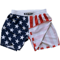 Kickin' Combat "Freedom" USA Flag American Style high cut gladiator MMA fight shorts folded