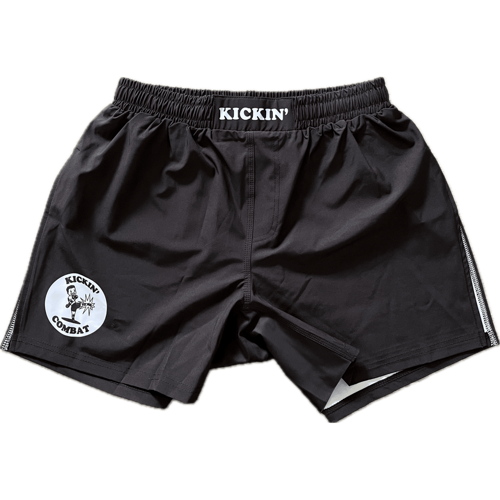 Kickin' Combat "Origins" high cut gladiator MMA fight shorts unfolded
