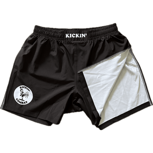 Kickin' Combat "Origins" high cut gladiator MMA shorts folded