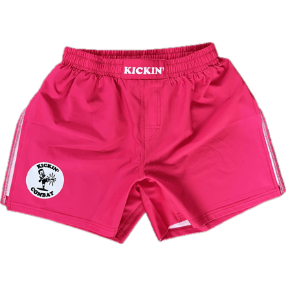 Kickin' Combat "Origins" hot pink high cut gladiator MMA shorts unfolded