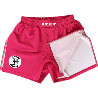 Kickin' Combat "Origins" hot pink high cut gladiator MMA shorts folded