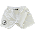 Kickin' Combat "Origins" white high cut gladiator MMA fight shorts folded