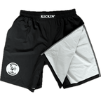 Kickin' Combat "Origins Plus" high cut gladiator MMA fight shorts with longer inseam folded