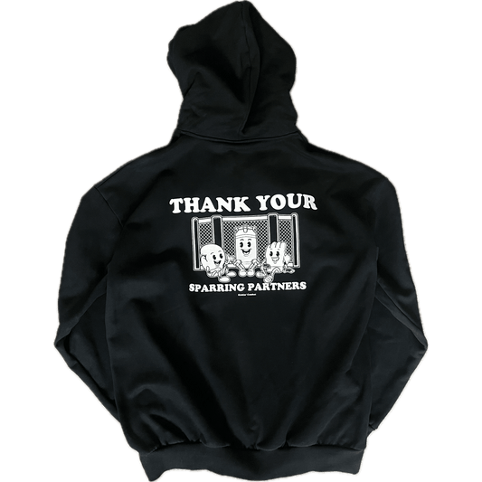 "Thank Your Sparring Partners" black hoodie back